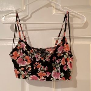 Black floral bralette top